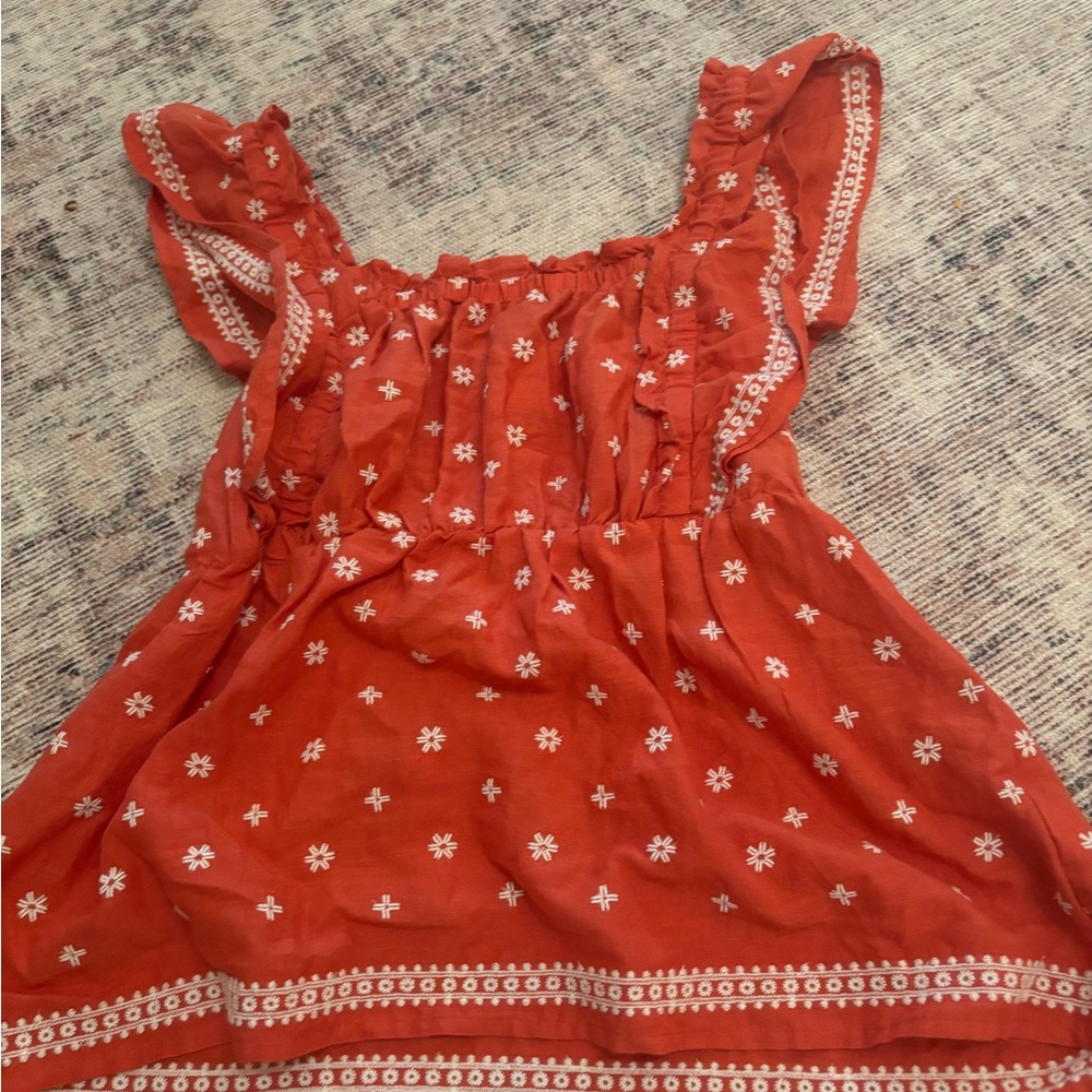 Red Floral Embroidered top
